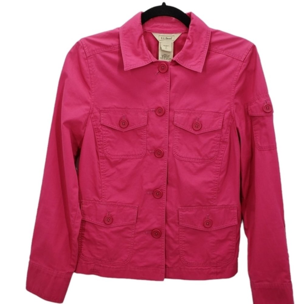 LL Bean Hot Pink Button Up Jacket Size Small
